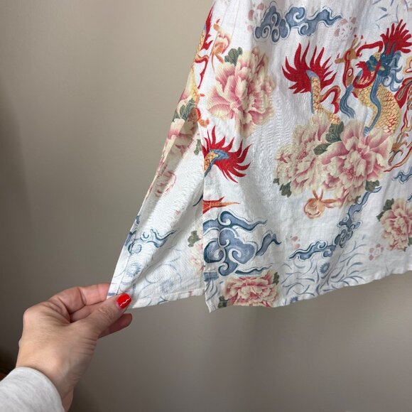 Citron Santa Monica Linen Dragon Floral Blouse Womens Size 1X Asian Art to Wear - Picture 5 of 8